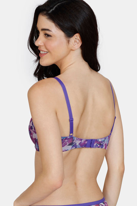 Zivame Bohemian Blooms Padded Wired 3/4Th Coverage T-Shirt Bra - Purple Magic — image 2
